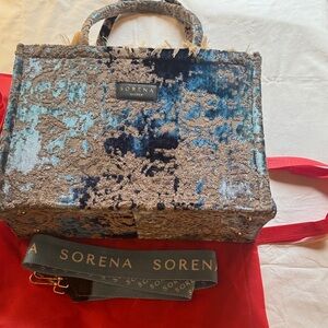 Sorena Greece handmade Thalassini medium tote bag in blue Brand New with tags